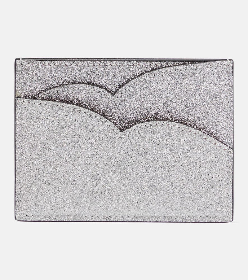 Christian Louboutin Hot Chick Glittered Leather Card Holder Silver