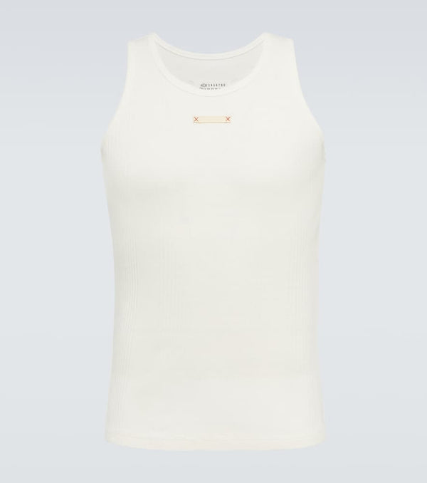 Maison Margiela Logo ribbed-knit cotton tank top