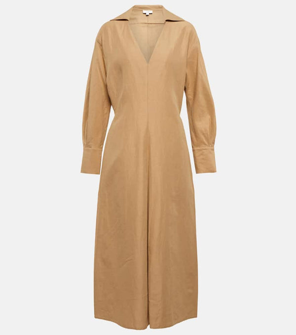 Vince Cotton and linen-blend midi dress