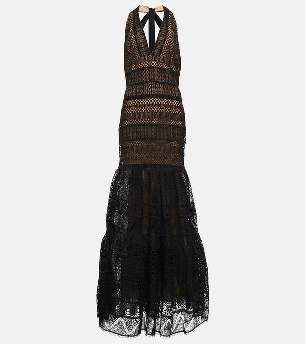 Elie Saab Macramé halter-neck gown