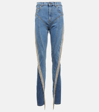 Mugler Spiral tassel-trimmed skinny jeans