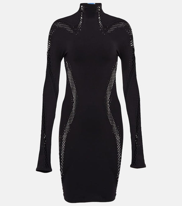 Mugler Open-knit high-neck minidress