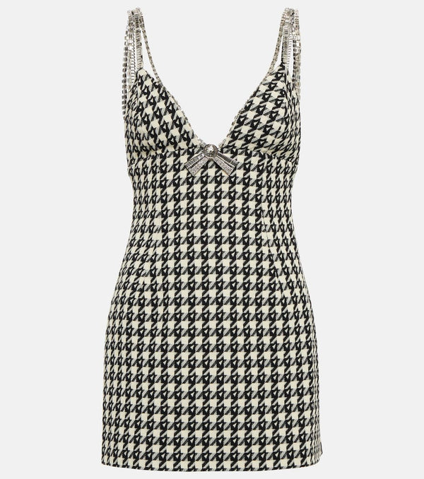 Area Houndstooth wool-blend minidress