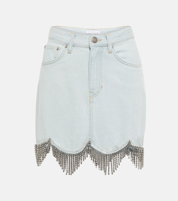 Area Crystal-embellished denim miniskirt