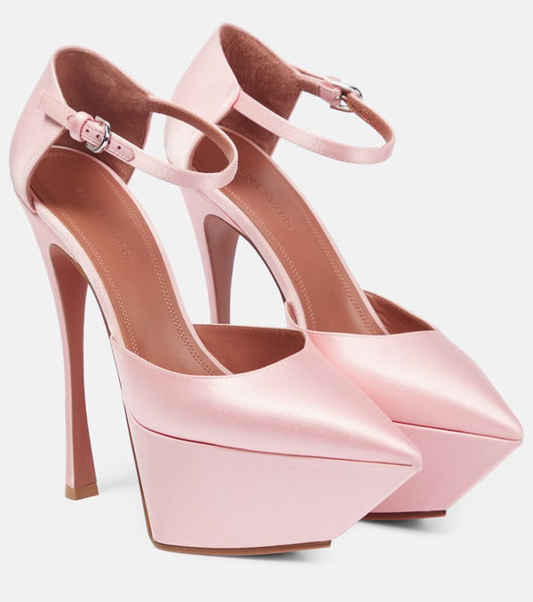 Amina Muaddi Angelica satin platform pumps