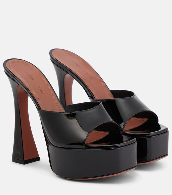 Amina Muaddi Dalida patent leather platform mules