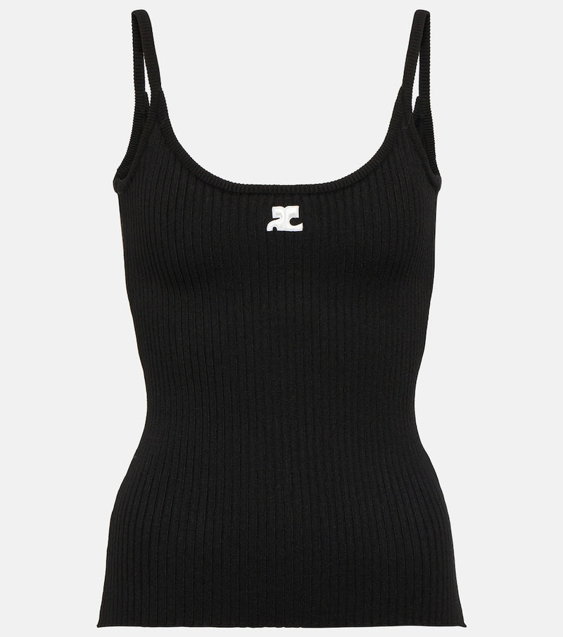 Courreges Logo ribbed-knit tank top