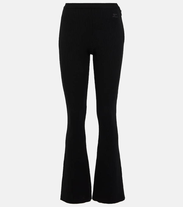 Courrèges Ribbed-knit high-rise flare pants