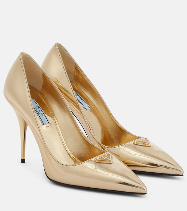 Prada Metallic leather pumps