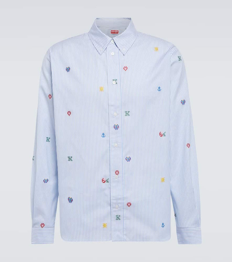 Kenzo Pixel striped cotton shirt