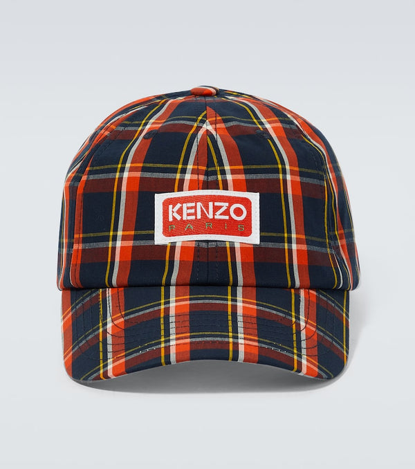 Kenzo Logo checked cotton baseball cap