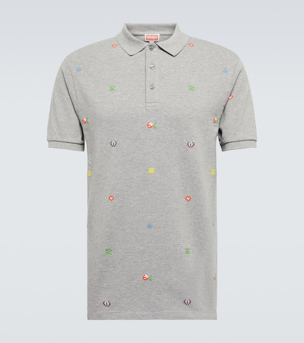 Kenzo Pixels embroidered cotton polo shirt