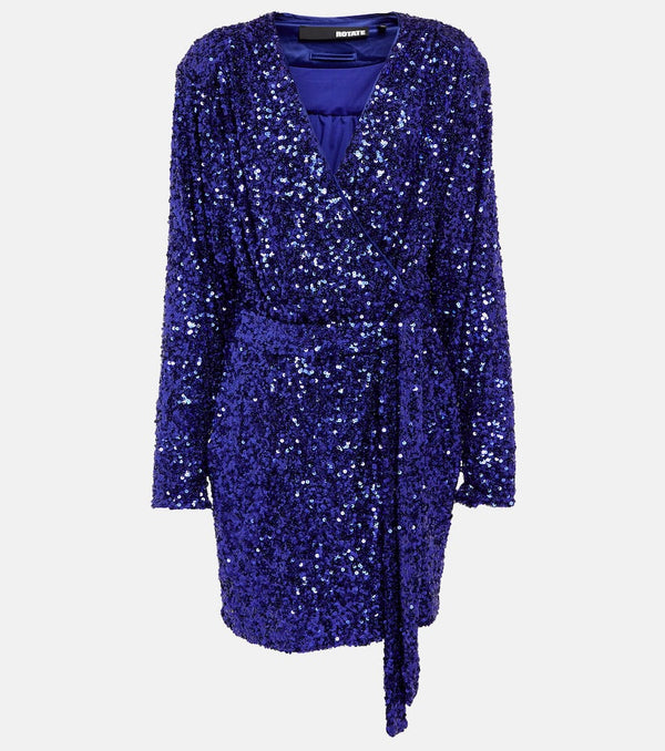 Rotate Samantha embellished wrap minidress