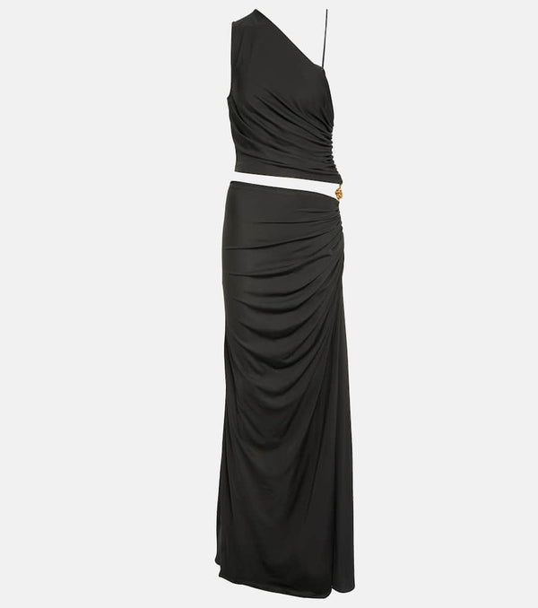 Bottega Veneta One-shoulder ruched jersey cutout gown