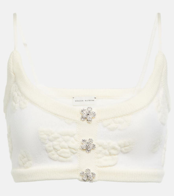 Magda Butrym Embroidered wool-blend crop top