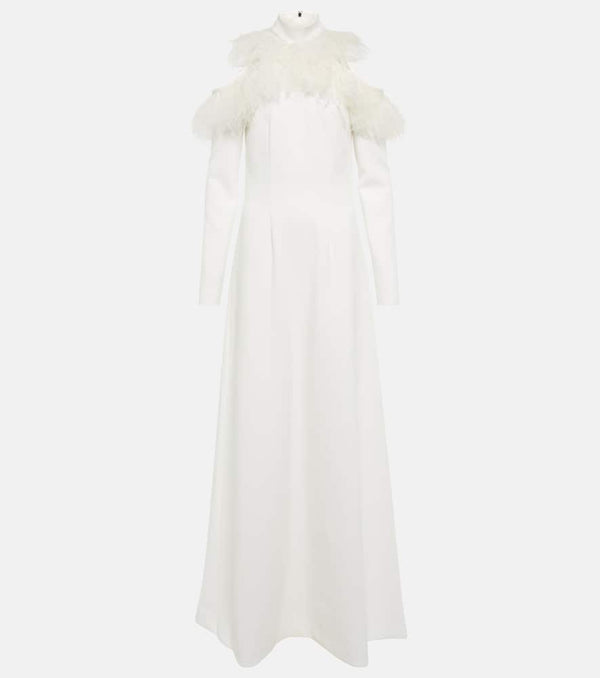 Christopher Kane Bridal feather-trimmed crêpe gown