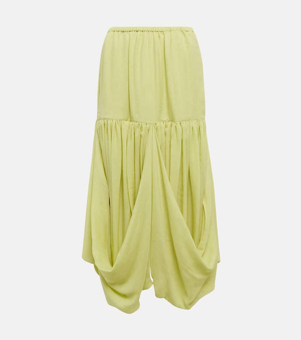 The Row Olwen draped silk midi skirt