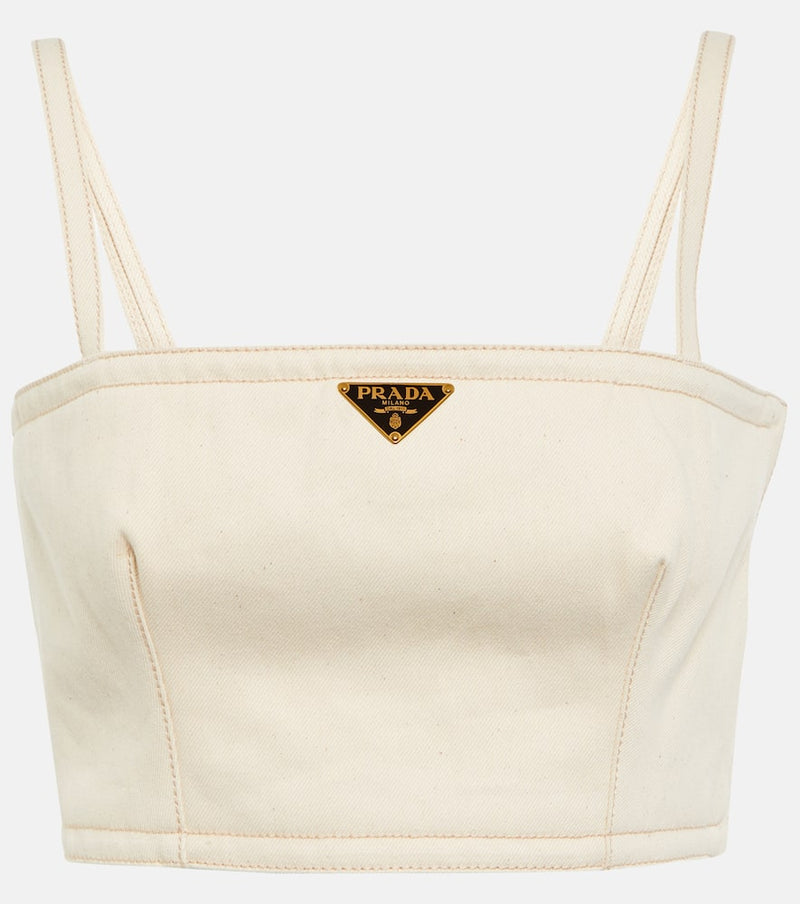 Prada Logo denim crop top