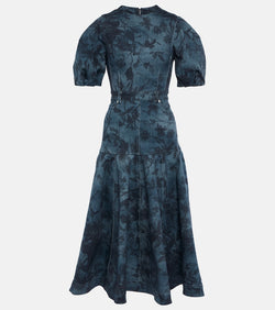 Erdem Lorelei floral denim midi dress