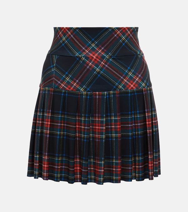 Norma Kamali Checked pleated miniskirt