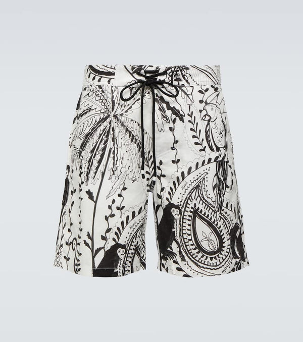 Alanui Printed cotton and linen shorts