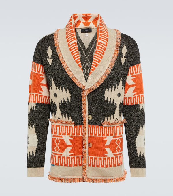 Alanui Icon jacquard cashmere and linen cardigan