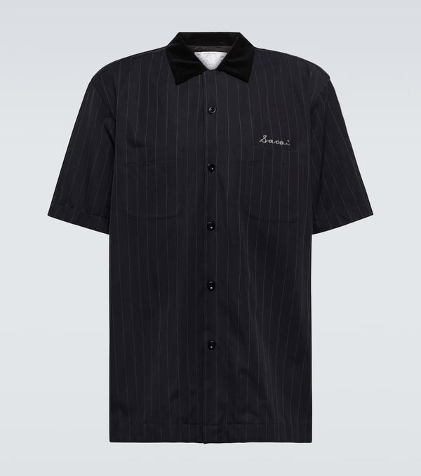 Sacai Striped twill bowling shirt