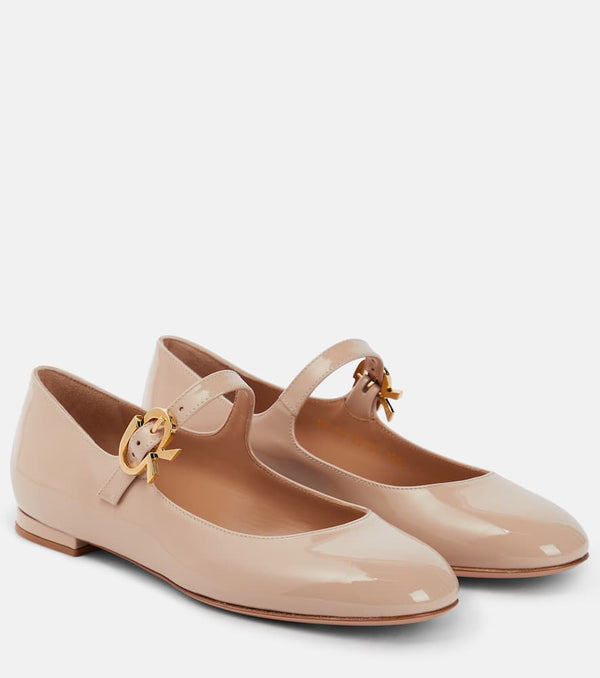 Gianvito Rossi Mary Ribbon patent leather ballet flats