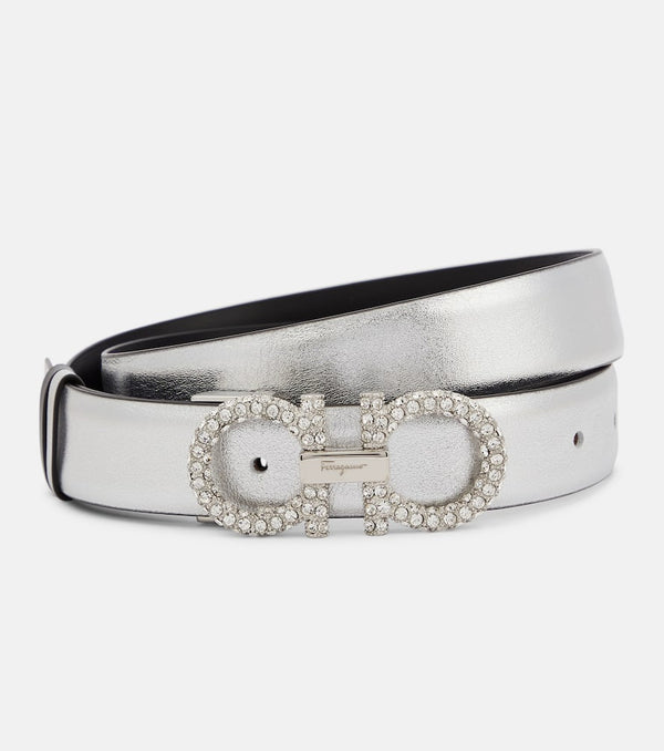 Ferragamo Gancini embellished leather belt