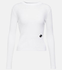 Patou Ribbed-knit cropped cotton sweater