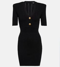 Balmain Ribbed V-neck mini dress