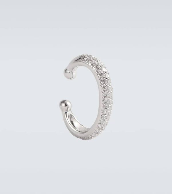 Shay Jewelry Jumbo 18kt white gold single ear cuff with white diamonds