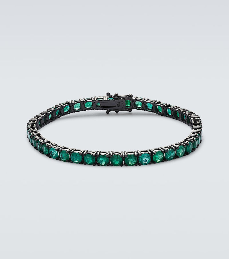 Shay Jewelry 18kt black gold tennis bracelet with emeralds