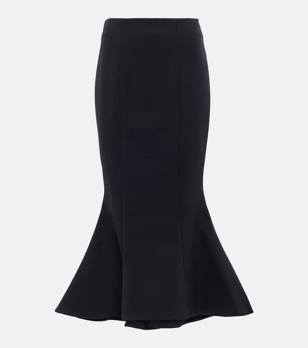 Balmain High-rise flared cotton-blend midi skirt