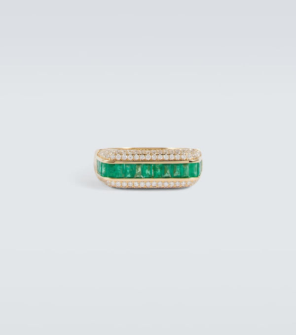 Rainbow K 18kt gold ring with emeralds and diamonds