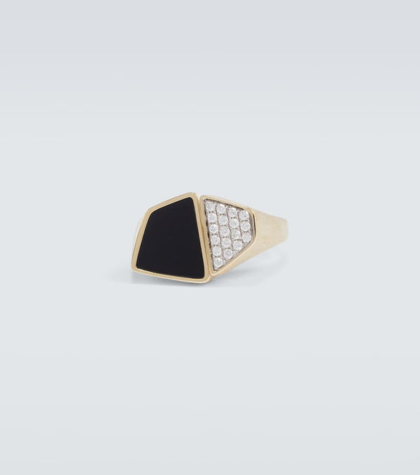 Rainbow K Esteve 9kt gold ring with onyx and diamonds