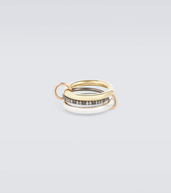 Spinelli Kilcollin Libra 18kt gold, rose gold, and sterling silver ring with diamonds