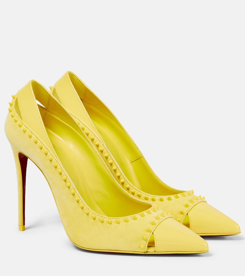 Christian Louboutin Duvette Spikes 100 Suede Pumps Yellow
