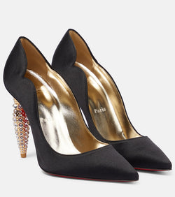 Christian Louboutin Lipstrass crêpe crystal-embellished pumps