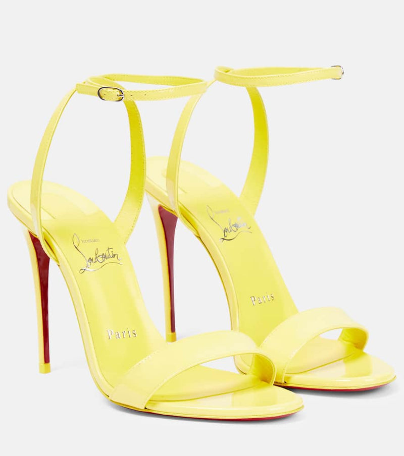 Christian Louboutin Loubigirl 100 Patent Leather Sandals Yellow