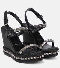 Christian Louboutin Pyraclou Embellished Leather Espadrilles Black