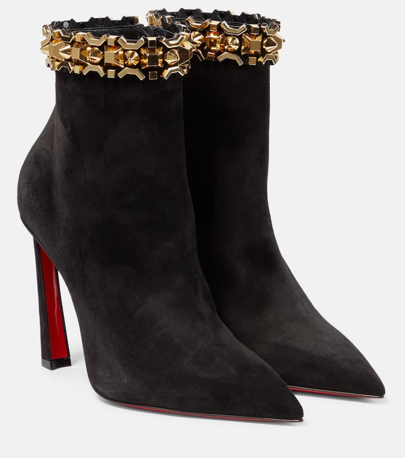 Christian Louboutin Asteroispikes Embellished Suede Ankle Boots Multicoloured