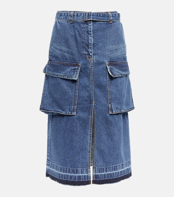 Sacai Denim midi skirt