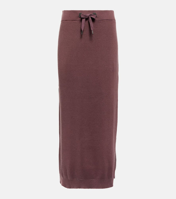 Brunello Cucinelli Ribbed-knit cotton midi skirt