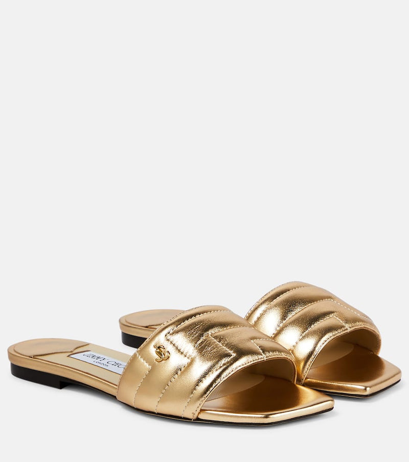 Jimmy Choo Themis metallic leather slides