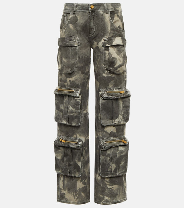 Blumarine Printed low-rise denim cargo pants