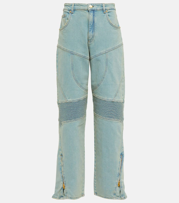 Blumarine Paneled high-rise wide jeans