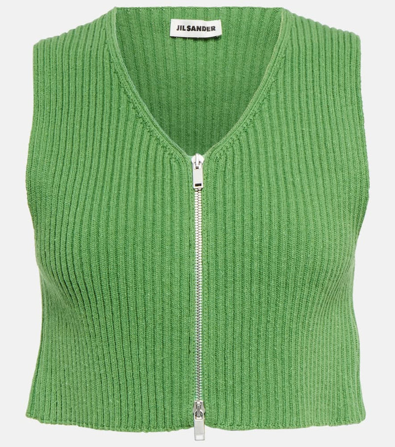 Jil Sander Ribbed-knit cotton crop top