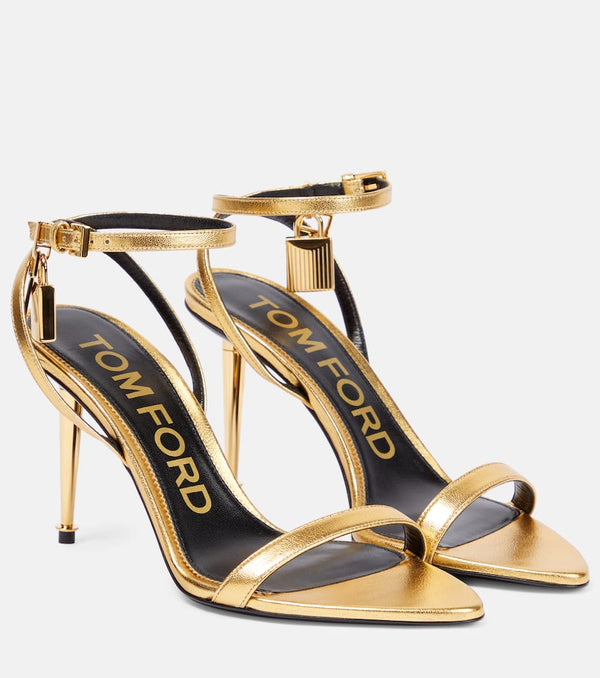 Tom Ford Padlock metallic leather sandals