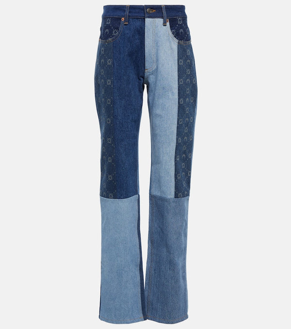 Marine Serre Moonogram patchwork straight jeans